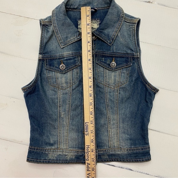 YMI denim collared vest button front pockets juniors small - Picture 6 of 10